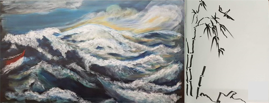LEFT: The picture was painted after a diagnosis of inoperable cancer was revealed to the painter. RIGHT: This was when the same painter readmitted for pathological fracture after a course of palliative TKI.